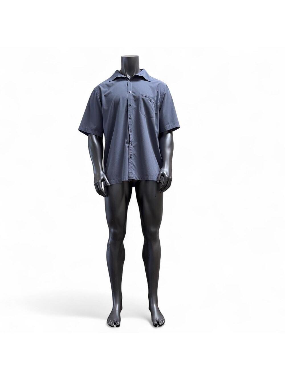 Il Migliore Men's XL Slate Grey Short Sleeve Button-Down Shirt Polyester Spandex
